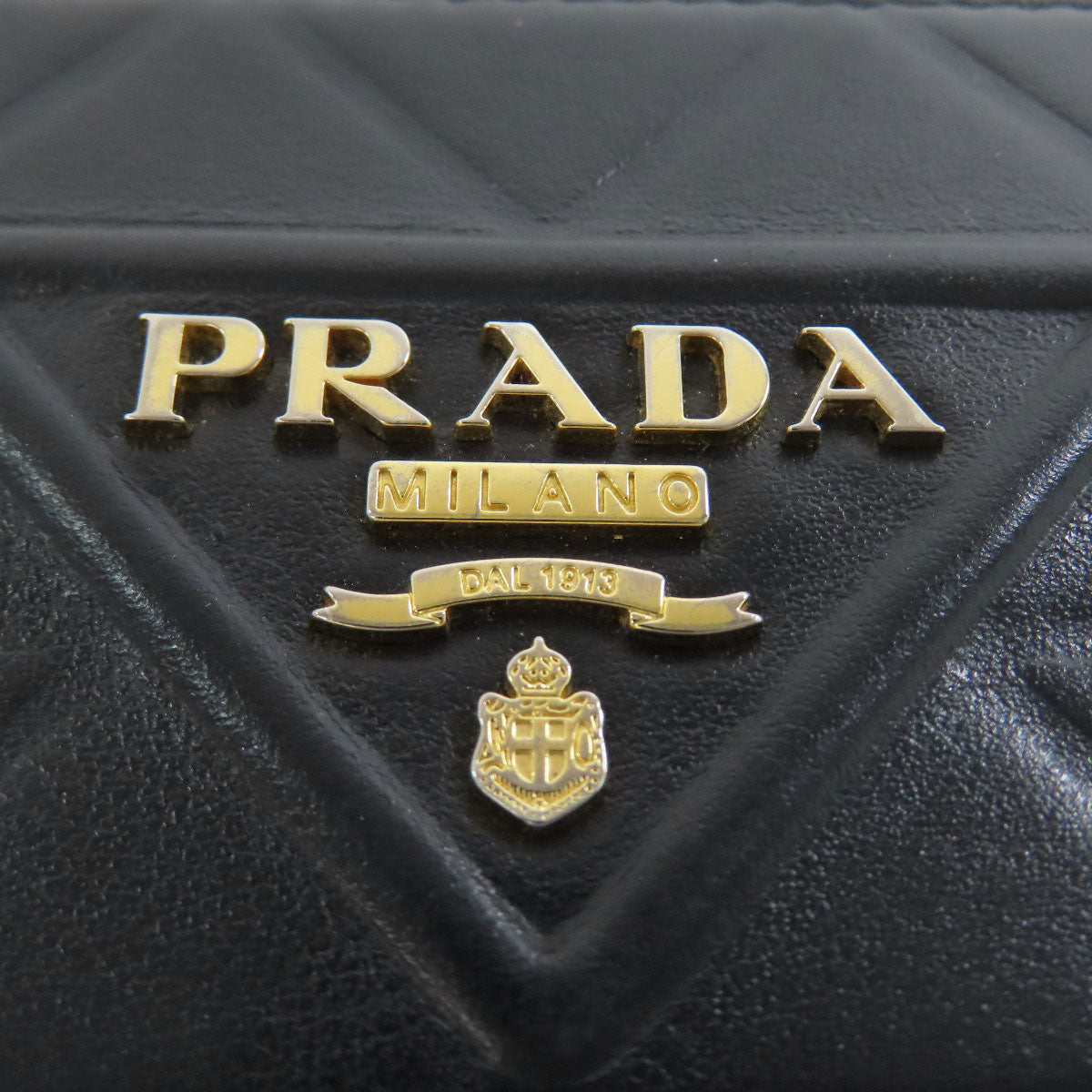 PRADA Long Wallet Purse 1ML506 Calfskin black Zip Around embossing