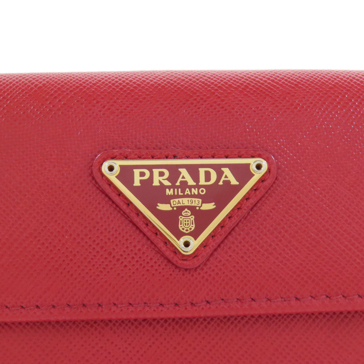 PRADA Long Wallet Purse Safiano Red logoMetal