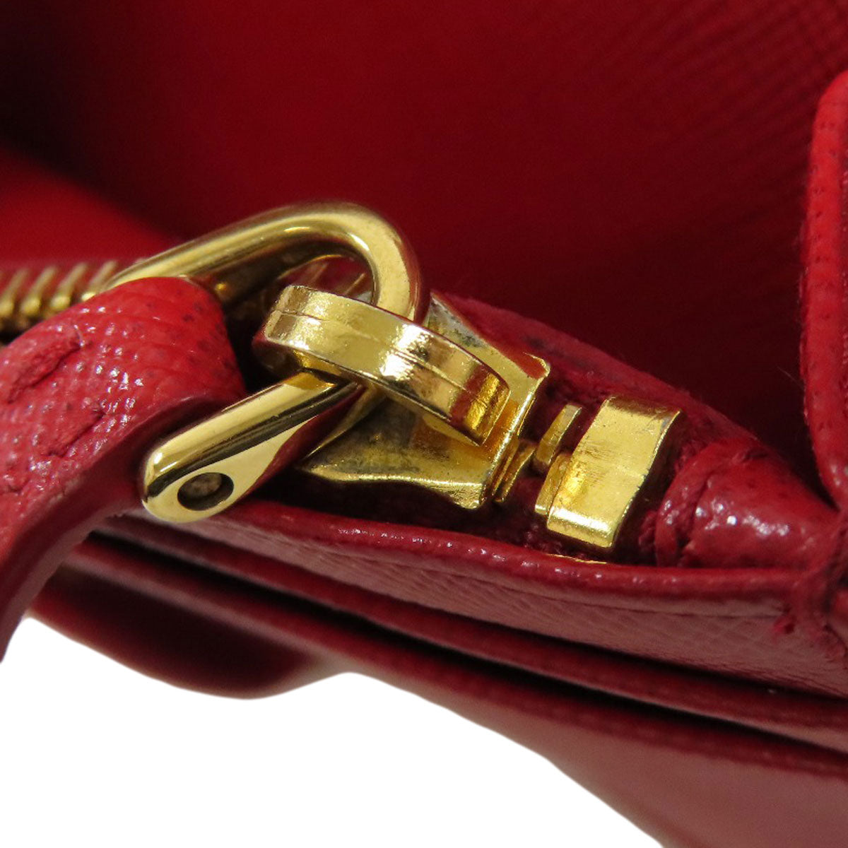 PRADA Long Wallet Purse Safiano Red logoMetal
