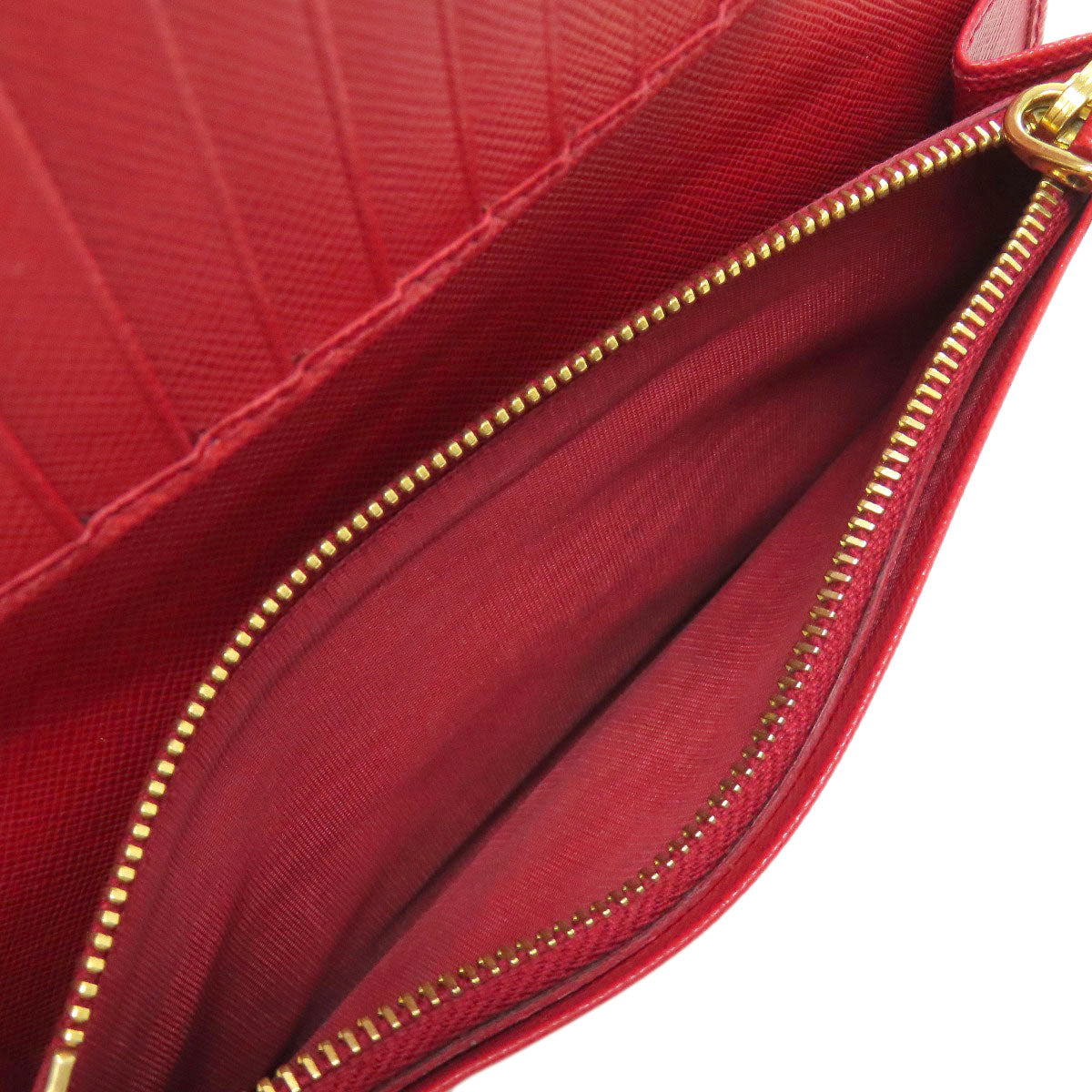 PRADA Long Wallet Purse Safiano Red logoMetal
