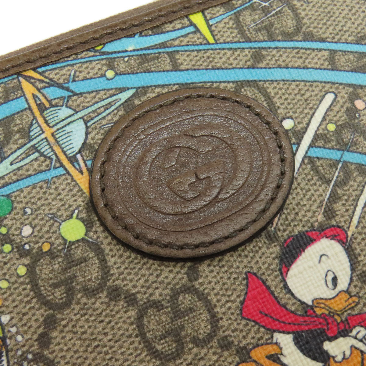 GUCCI Long Wallet Purse 647940 PVC Brown Zip Around Disney Donald Duck collaboration GG Supreme