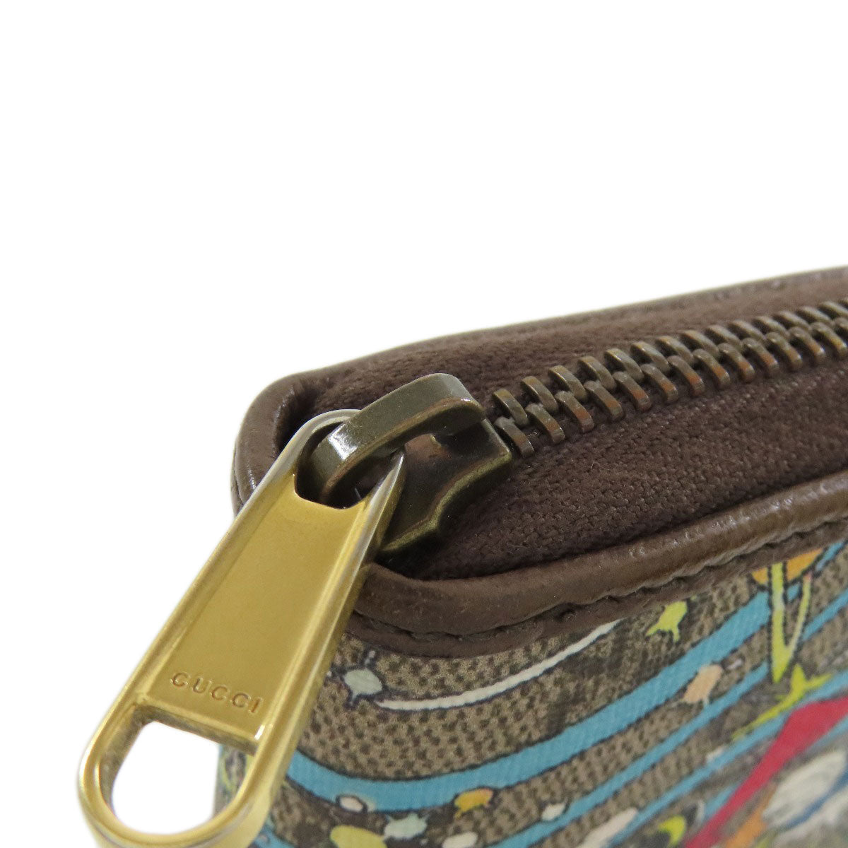 GUCCI Long Wallet Purse 647940 PVC Brown Zip Around Disney Donald Duck collaboration GG Supreme