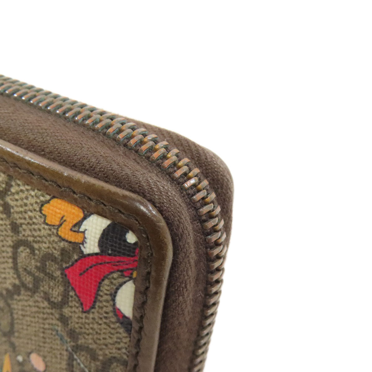 GUCCI Long Wallet Purse 647940 PVC Brown Zip Around Disney Donald Duck collaboration GG Supreme
