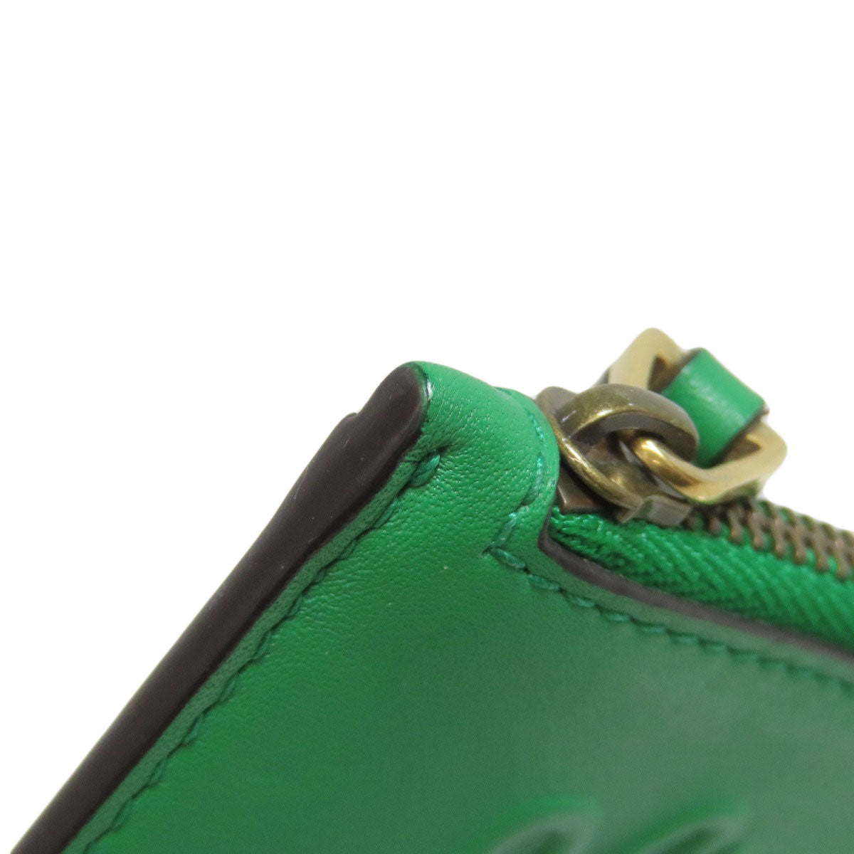 GUCCI Coin case 451184 Calfskin green Coin/Card Case Embossed Logo