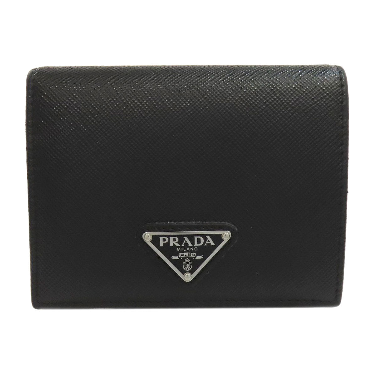 PRADA Long Wallet Purse Calfskin black logoMetal