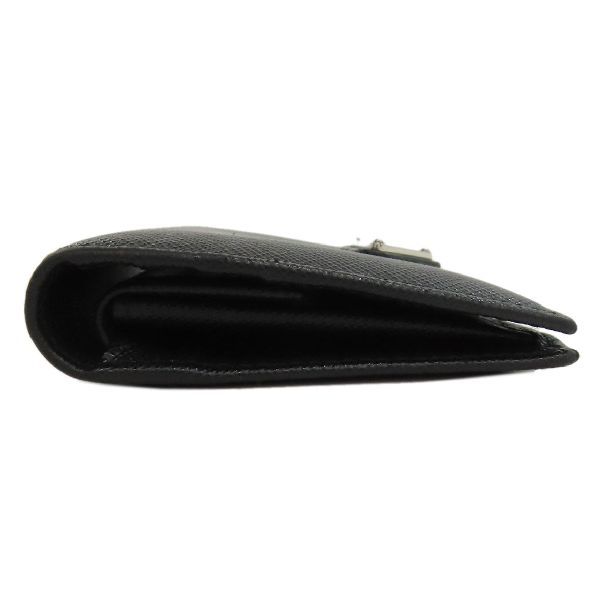 PRADA Long Wallet Purse Calfskin black logoMetal