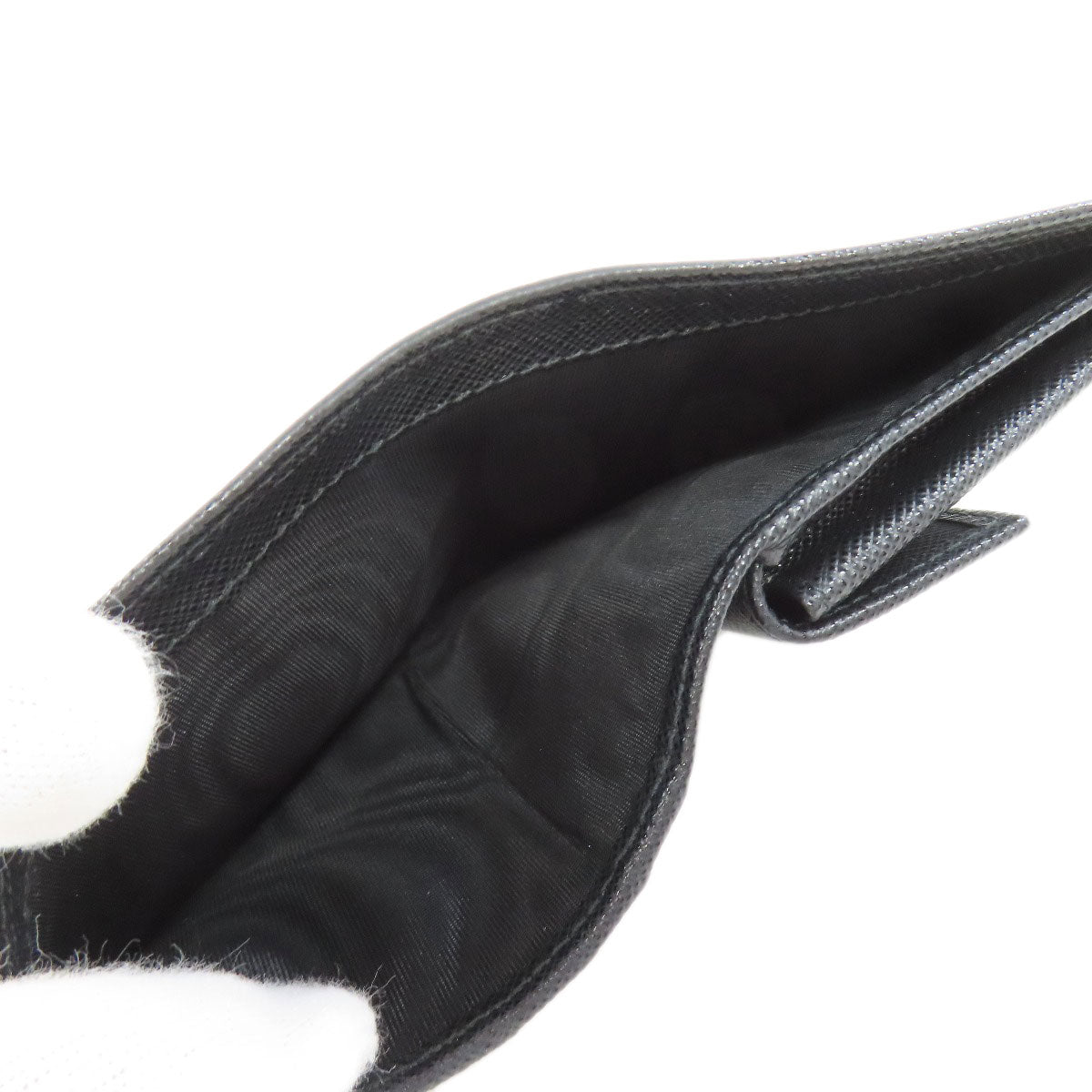 PRADA Long Wallet Purse Calfskin black logoMetal
