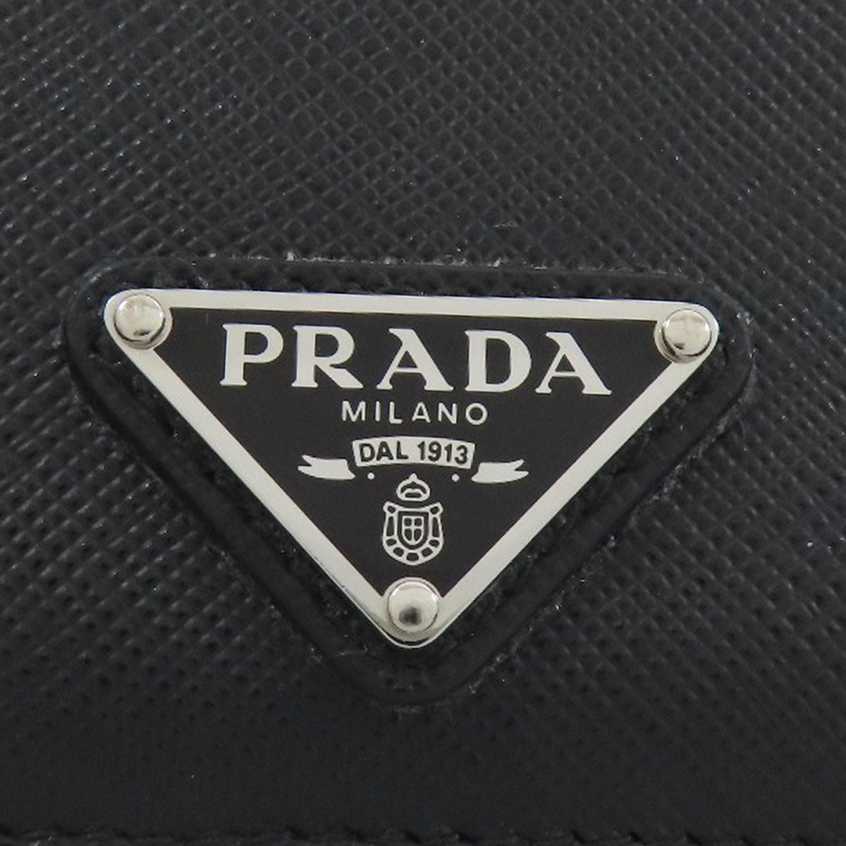 PRADA Long Wallet Purse Calfskin black logoMetal