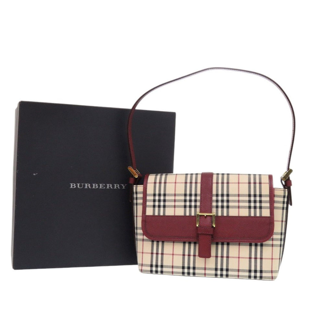 BURBERRY Handbag Canvas, Leather beige Nova Check