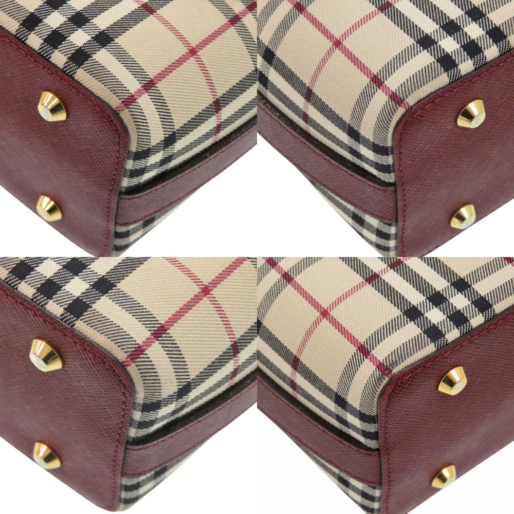 BURBERRY Handbag Canvas, Leather beige Nova Check