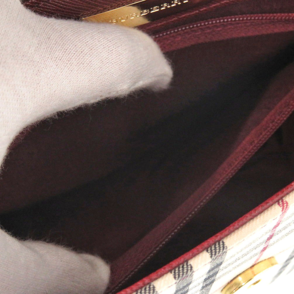BURBERRY Handbag Canvas, Leather beige Nova Check