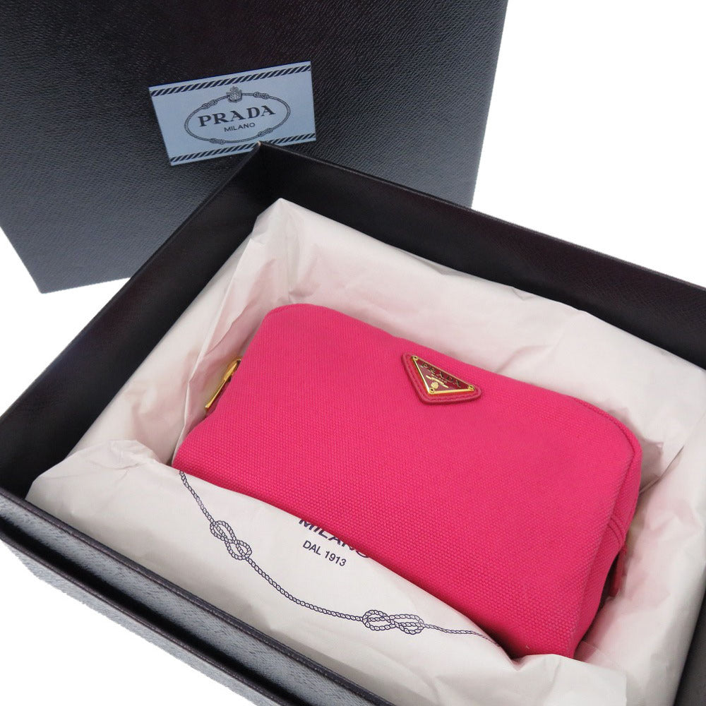 PRADA Pouch canvas pink Triangle logo