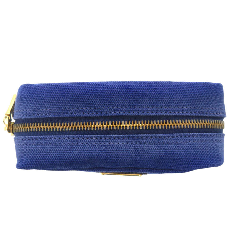 PRADA Pouch 1N0175 canvas blue Triangle logo