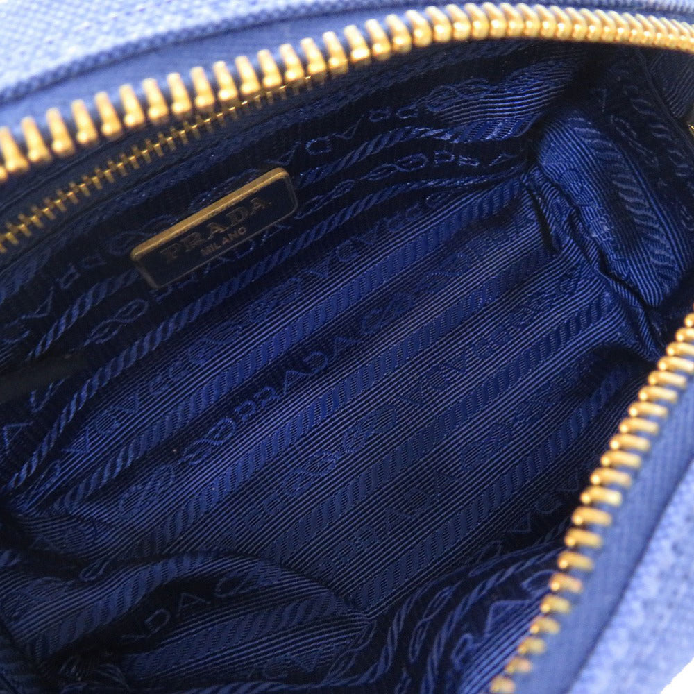 PRADA Pouch 1N0175 canvas blue Triangle logo