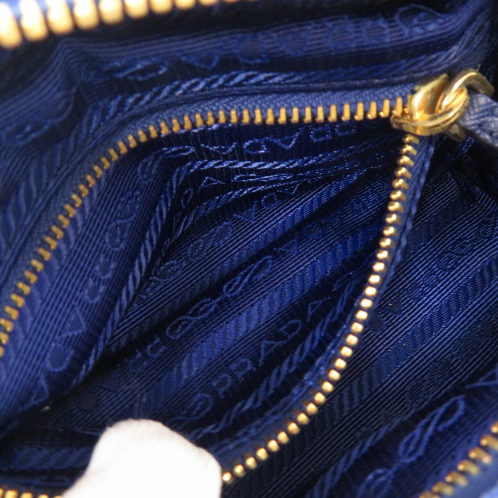 PRADA Pouch 1N0175 canvas blue Triangle logo