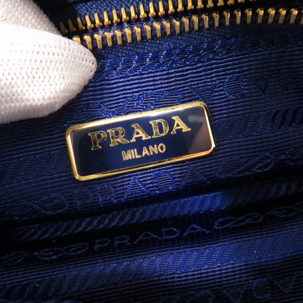 PRADA Pouch 1N0175 canvas blue Triangle logo