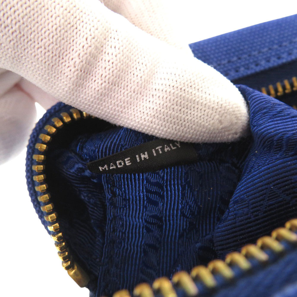 PRADA Pouch 1N0175 canvas blue Triangle logo