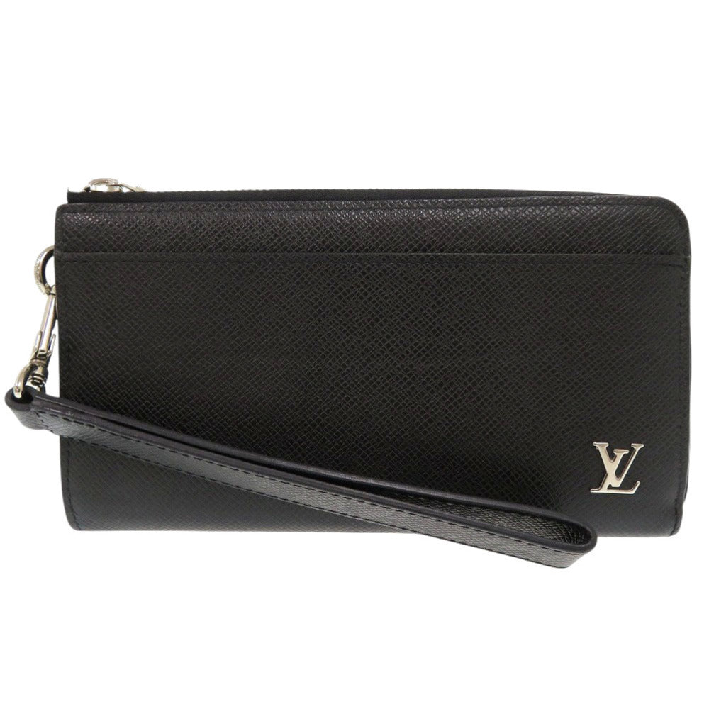 LOUIS VUITTON Long Wallet Purse M69409 Taiga Noir Taiga Zippy dragonne