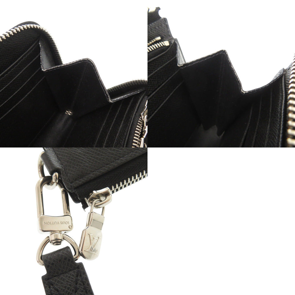 LOUIS VUITTON Long Wallet Purse M69409 Taiga Noir Taiga Zippy dragonne