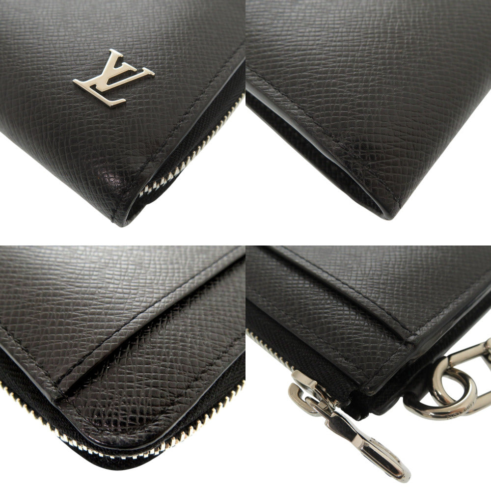 LOUIS VUITTON Long Wallet Purse M69409 Taiga Noir Taiga Zippy dragonne