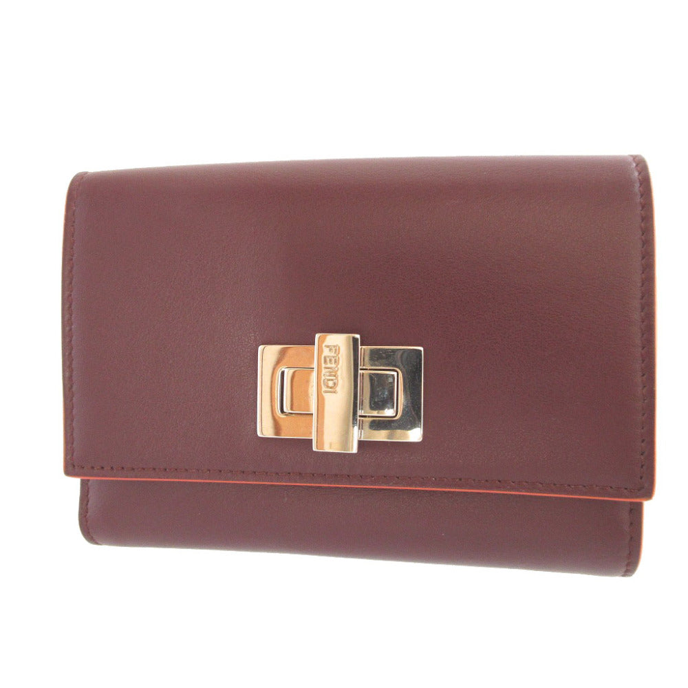 FENDI Bifold Wallet 8M0359 leather Bordeaux Peekaboo