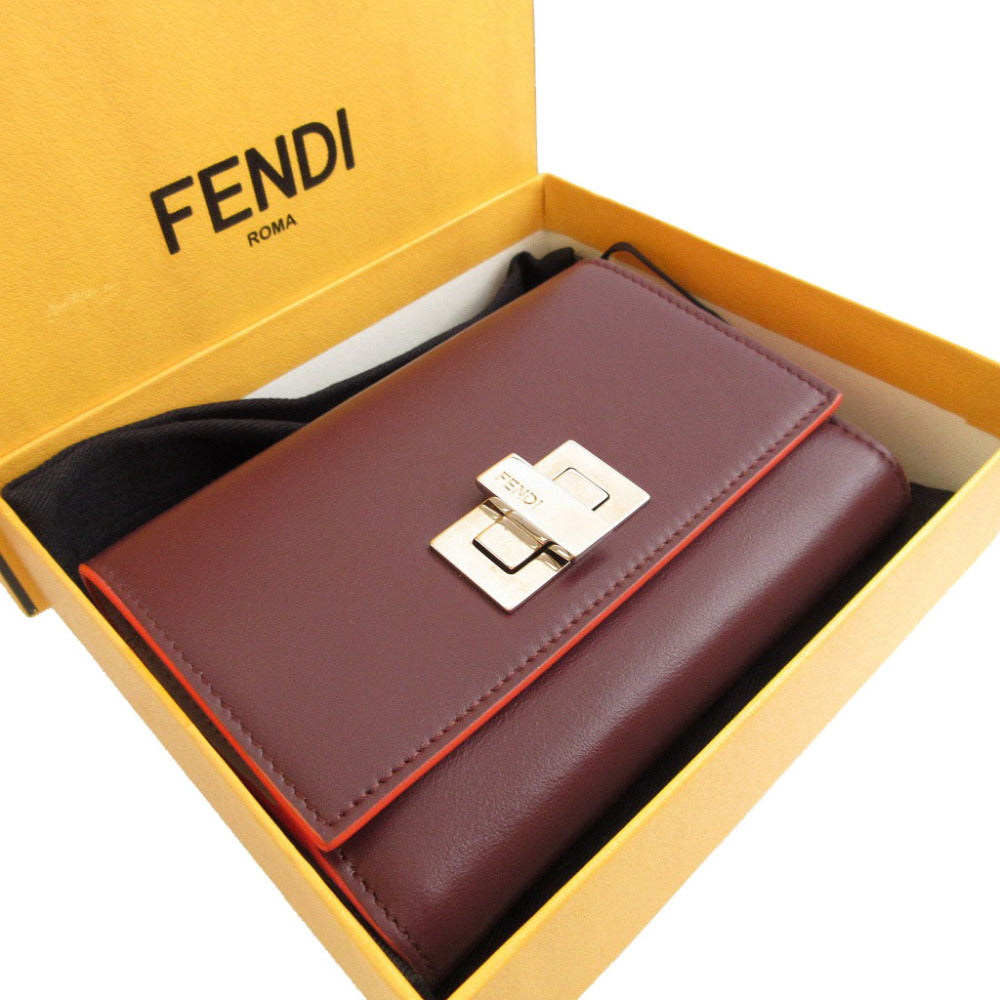 FENDI Bifold Wallet 8M0359 leather Bordeaux Peekaboo