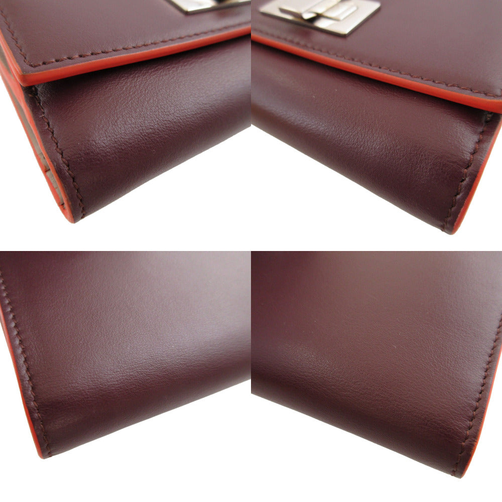 FENDI Bifold Wallet 8M0359 leather Bordeaux Peekaboo