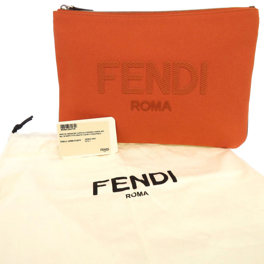 FENDI Clutch bag 7N0111 canvas Orange logo