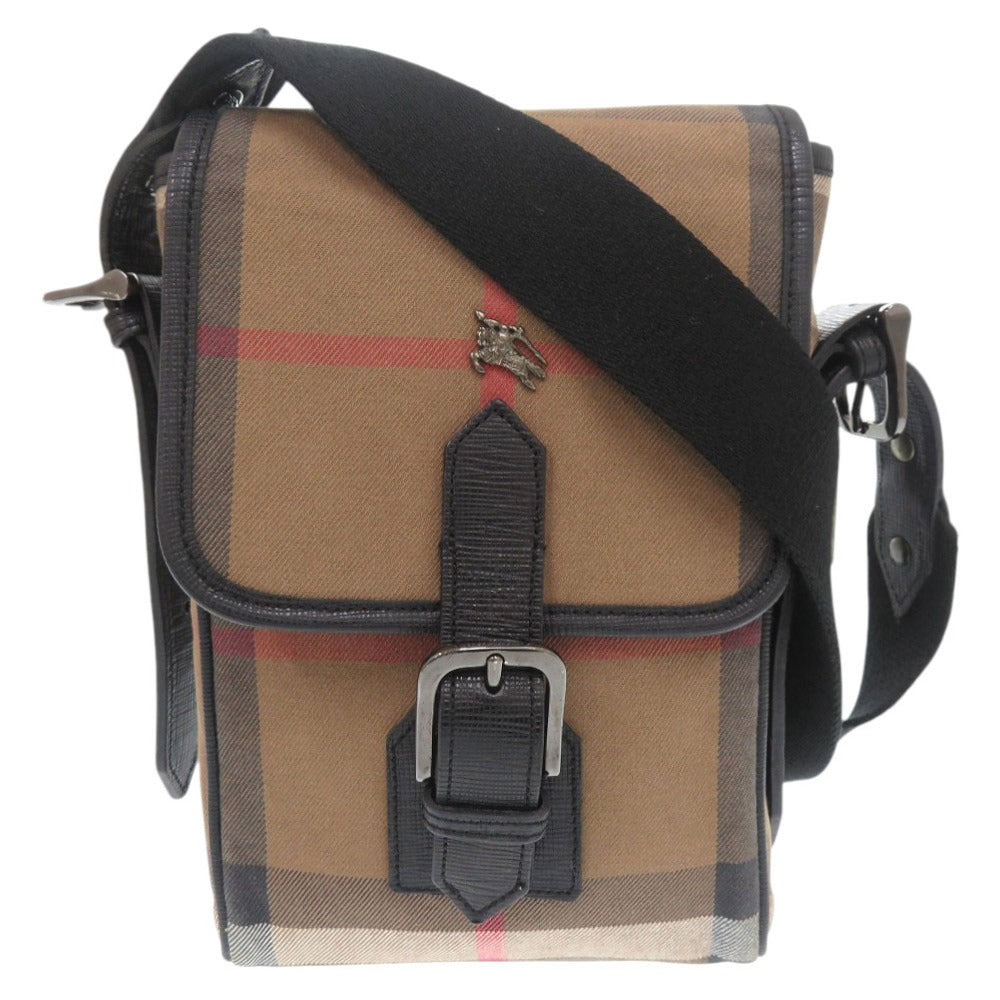 BURBERRY Shoulder Bag Canvas, Leather Brown Mega check