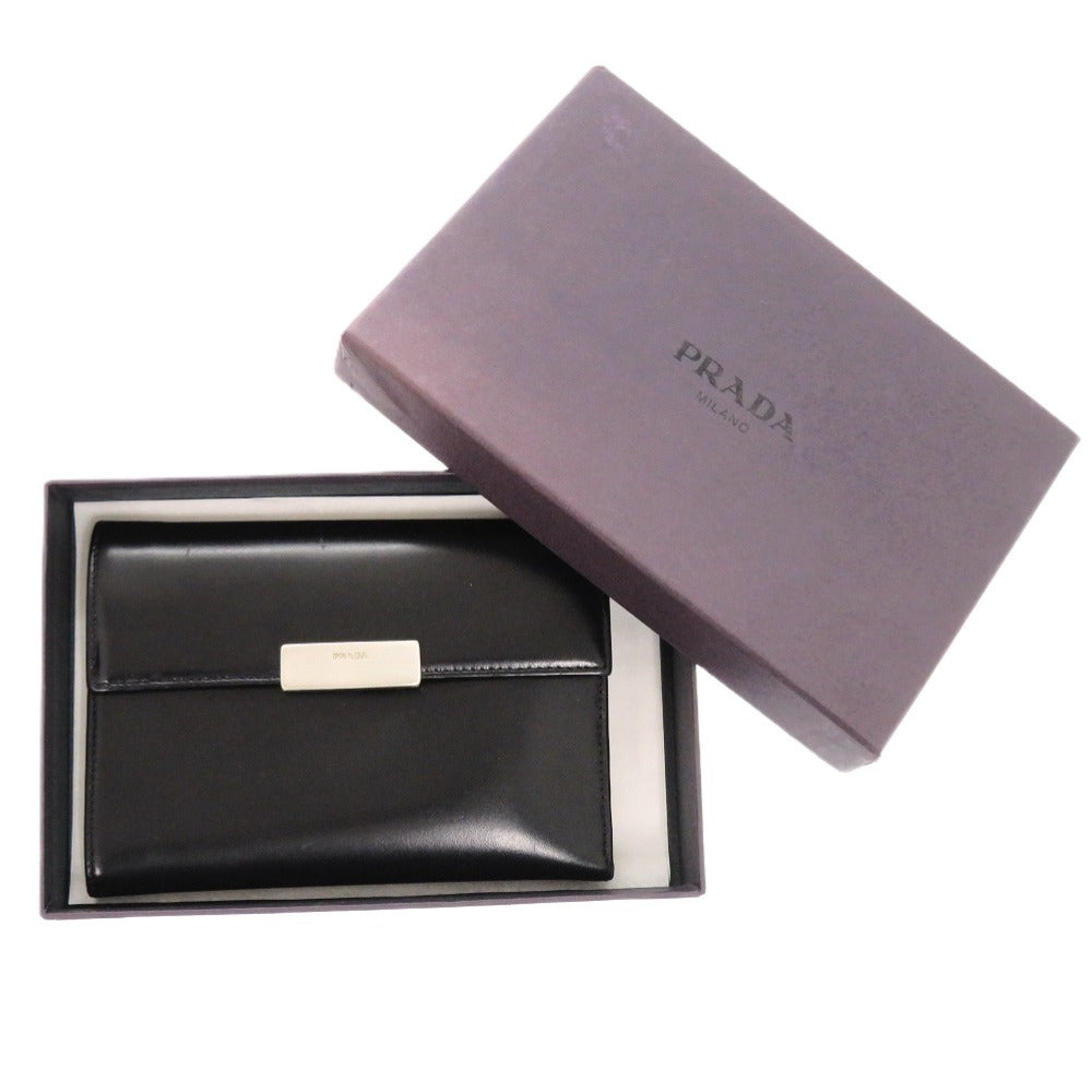 PRADA Tri-fold wallet leather black