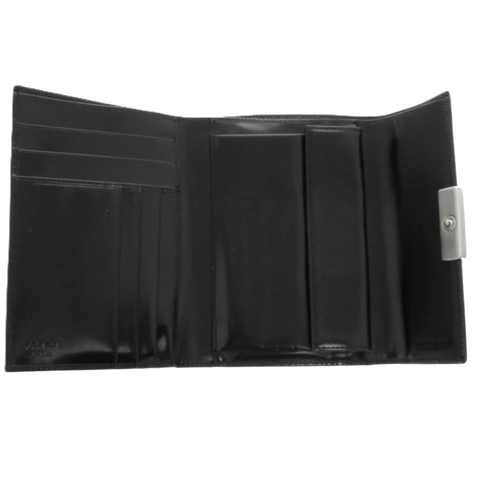 PRADA Tri-fold wallet leather black