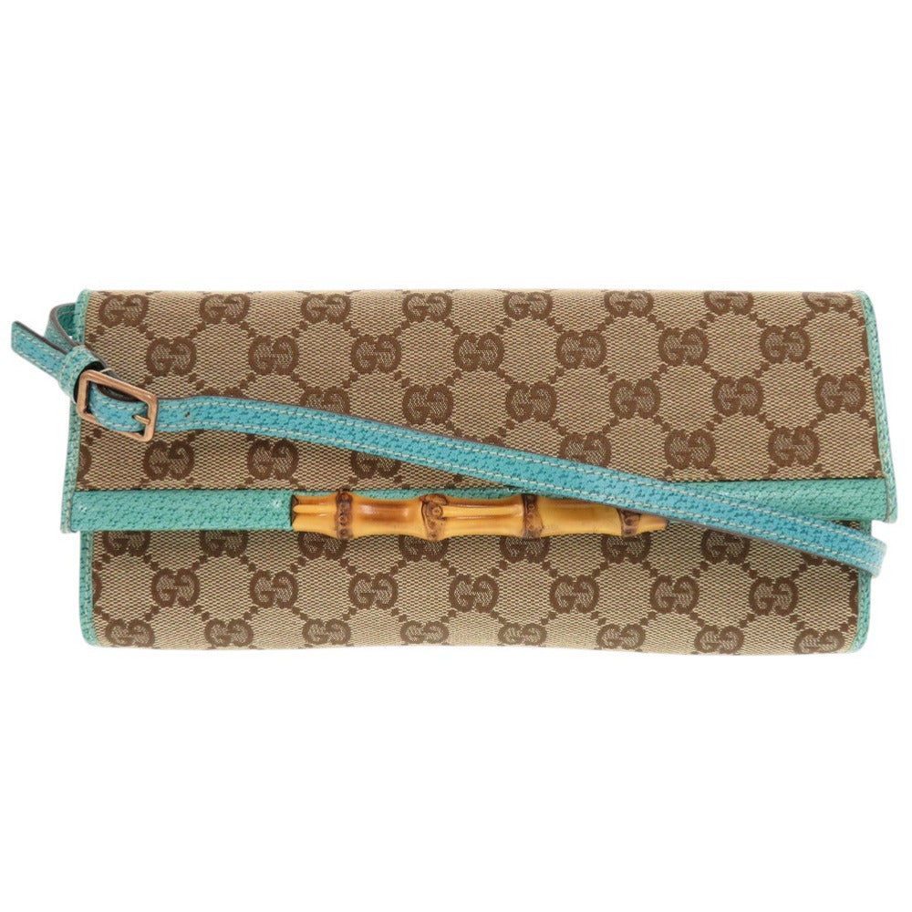 GUCCI Shoulder Bag 117594 GG canvas Blue type Bamboo