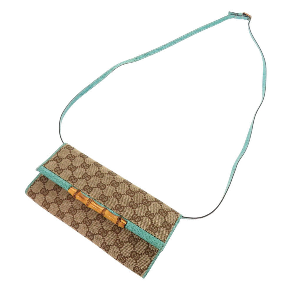 GUCCI Shoulder Bag 117594 GG canvas Blue type Bamboo