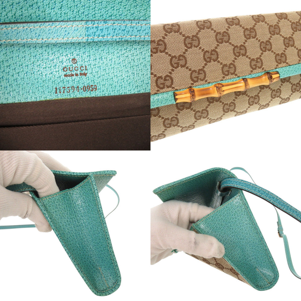 GUCCI Shoulder Bag 117594 GG canvas Blue type Bamboo
