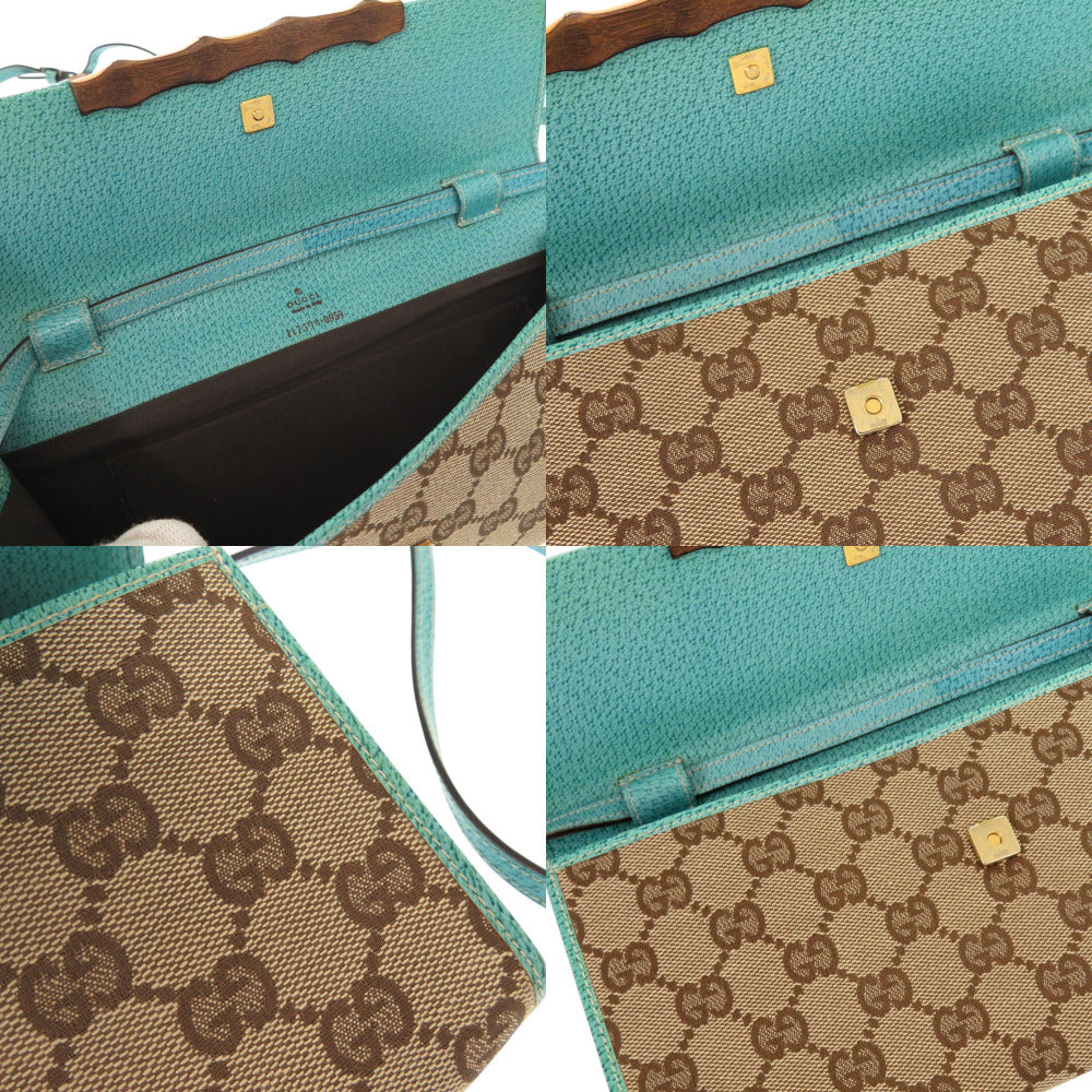 GUCCI Shoulder Bag 117594 GG canvas Blue type Bamboo