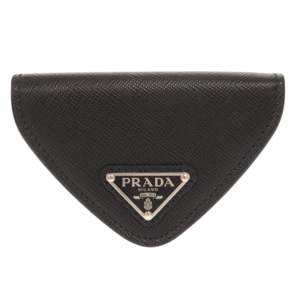 PRADA Coin case 2MM004 leather black Saffiano Triangle