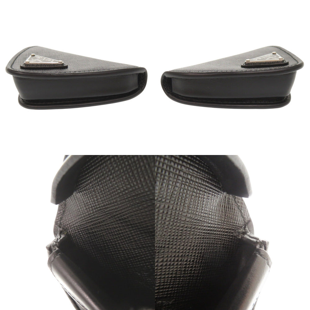 PRADA Coin case 2MM004 leather black Saffiano Triangle