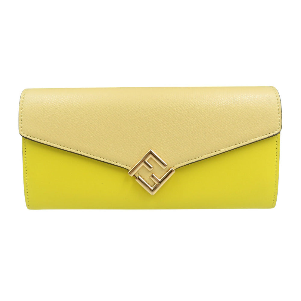 FENDI Long Wallet Purse 8M0251 leather yellow FF Diamond