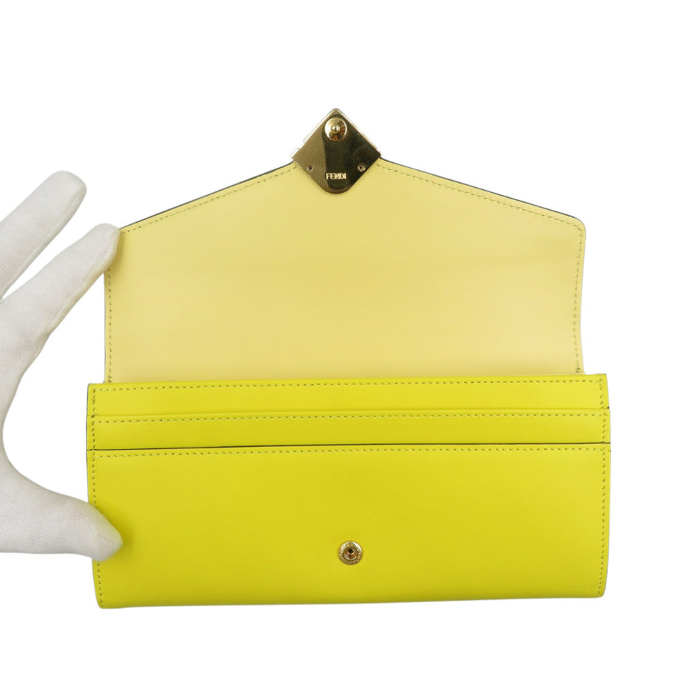FENDI Long Wallet Purse 8M0251 leather yellow FF Diamond