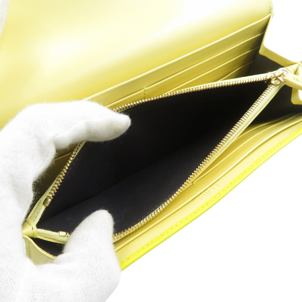 FENDI Long Wallet Purse 8M0251 leather yellow FF Diamond