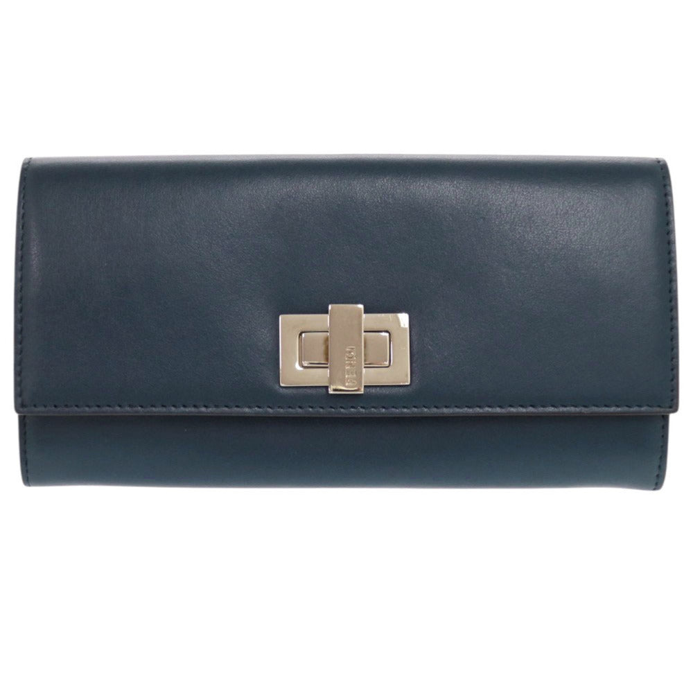 FENDI Long Wallet Purse 8M0377 leather Navy Peekaboo