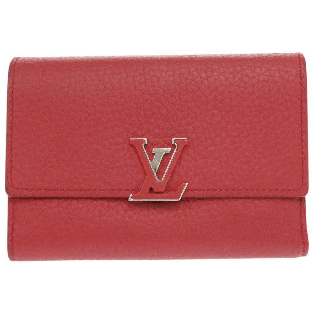 LOUIS VUITTON Tri-fold wallet M62158 leather Red Portefeuille Capsino Compact