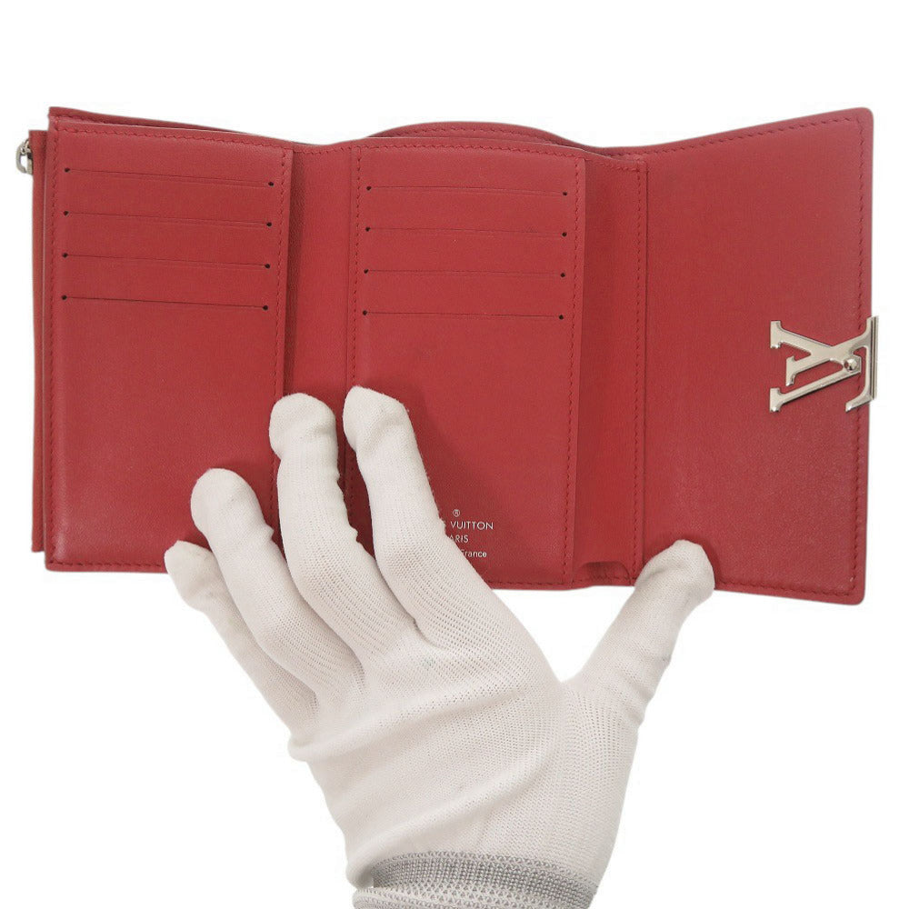 LOUIS VUITTON Tri-fold wallet M62158 leather Red Portefeuille Capsino Compact