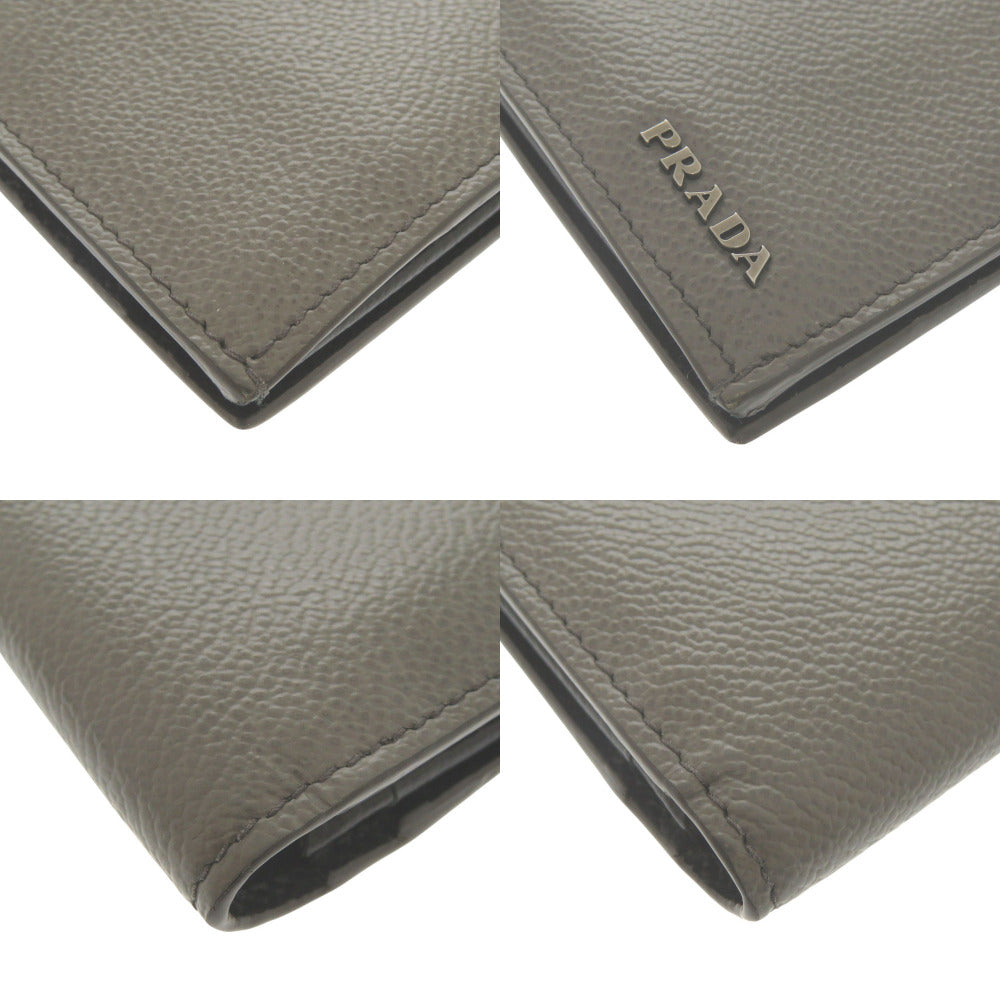 PRADA Long Wallet Purse leather gray