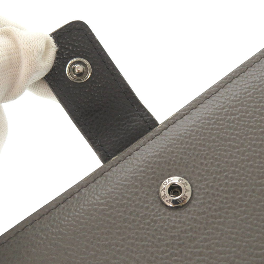 PRADA Long Wallet Purse leather gray