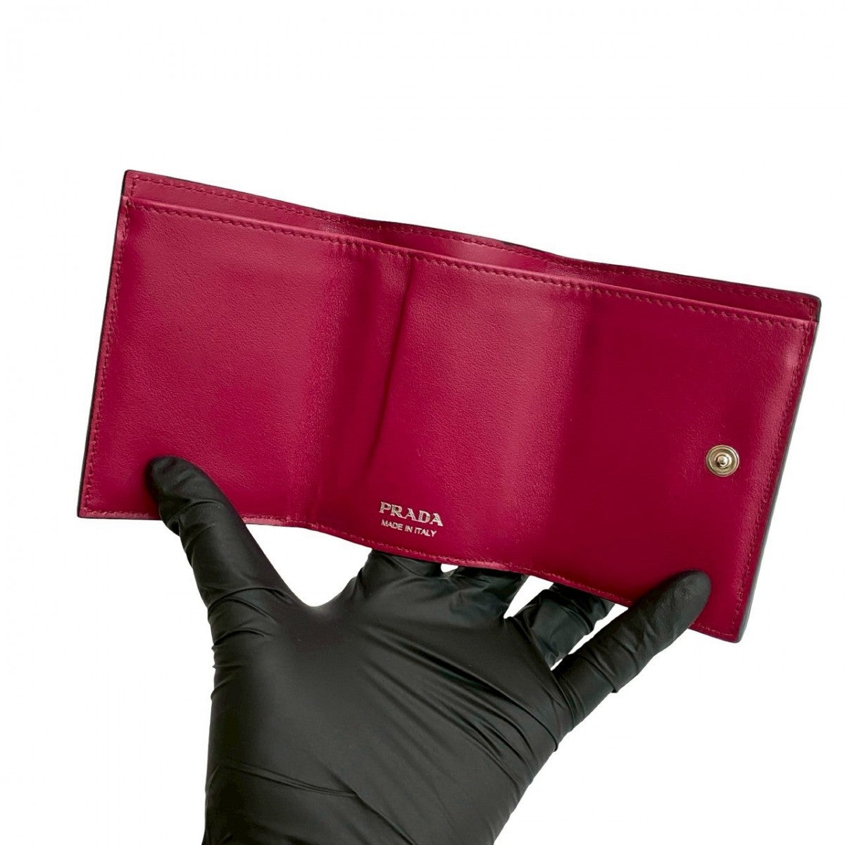 PRADA Tri-fold wallet leather black