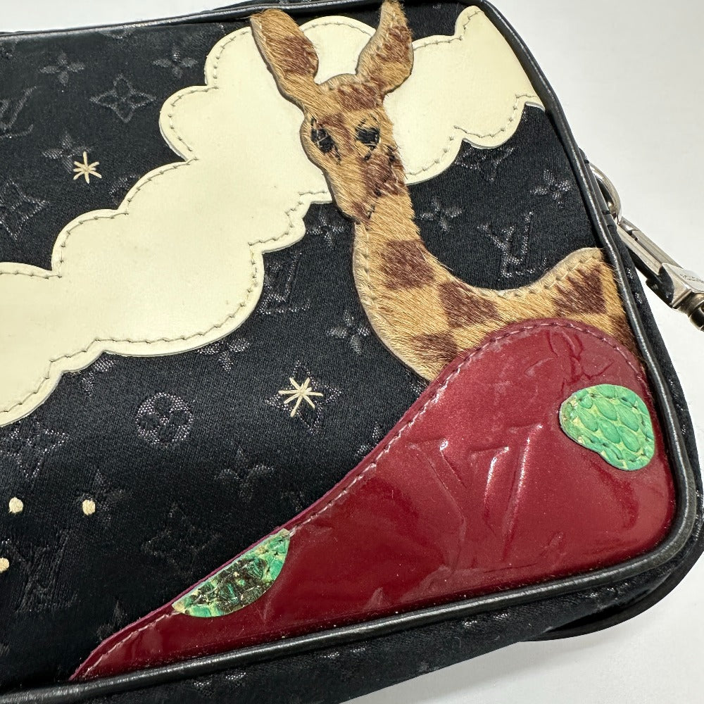 LOUIS VUITTON Shoulder Bag M92275 Satin black Monogram Satin Pochette Conte Do Fe Women Used Authentic