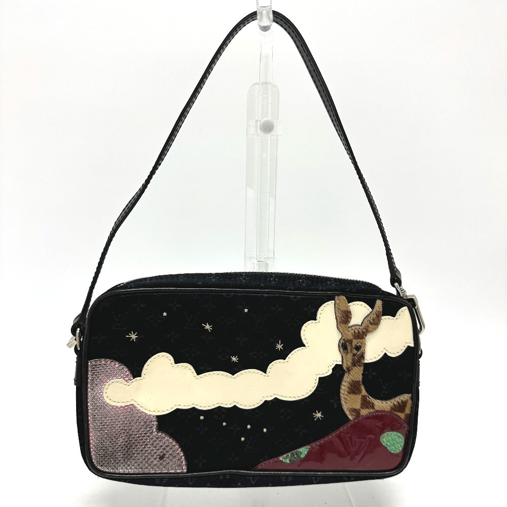 LOUIS VUITTON Shoulder Bag M92275 Satin black Monogram Satin Pochette Conte Do Fe Women Used Authentic