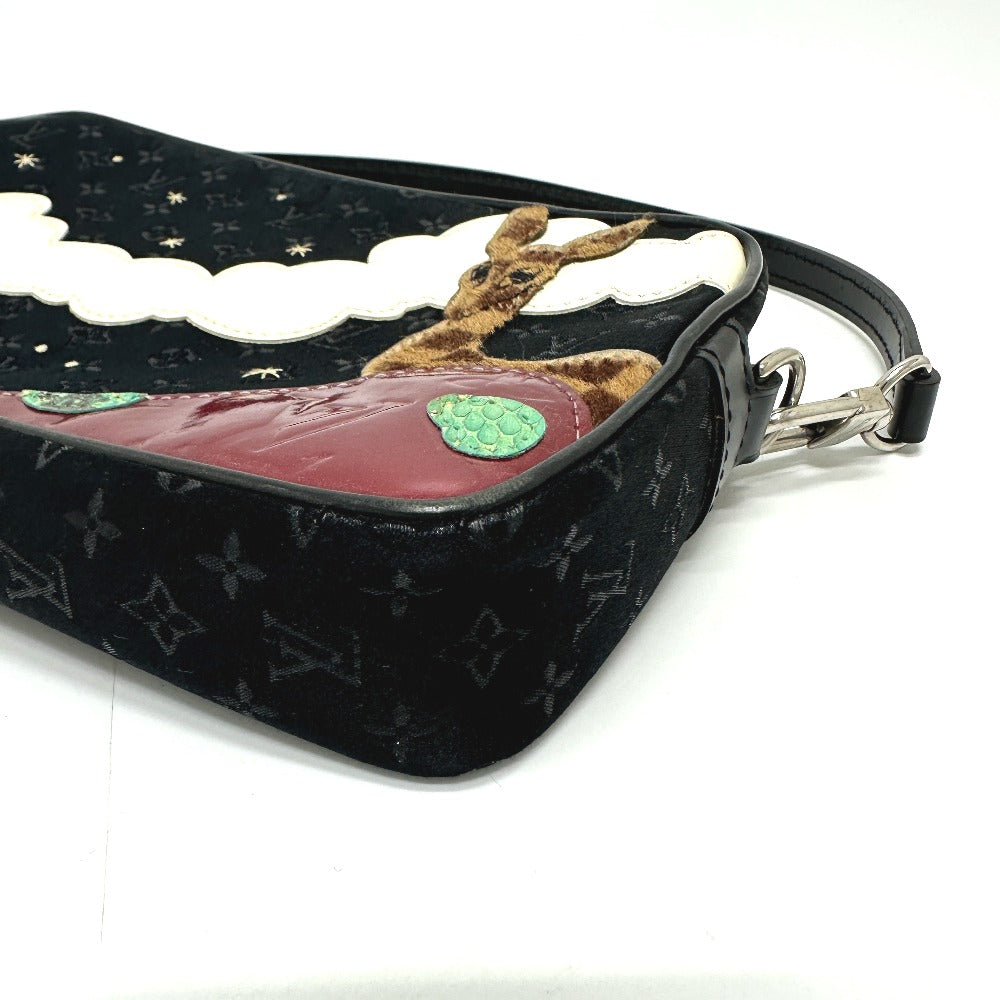 LOUIS VUITTON Shoulder Bag M92275 Satin black Monogram Satin Pochette Conte Do Fe Women Used Authentic