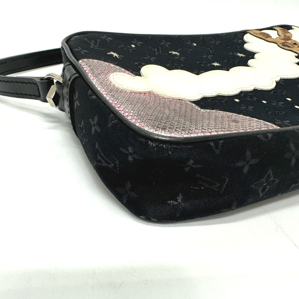 LOUIS VUITTON Shoulder Bag M92275 Satin black Monogram Satin Pochette Conte Do Fe Women Used Authentic